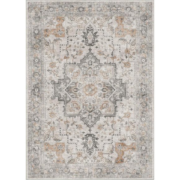 New 5x7 Area Rug, Washable Non-Slip Vintage Chenille Carpet for Living Room - Picture 8 of 10